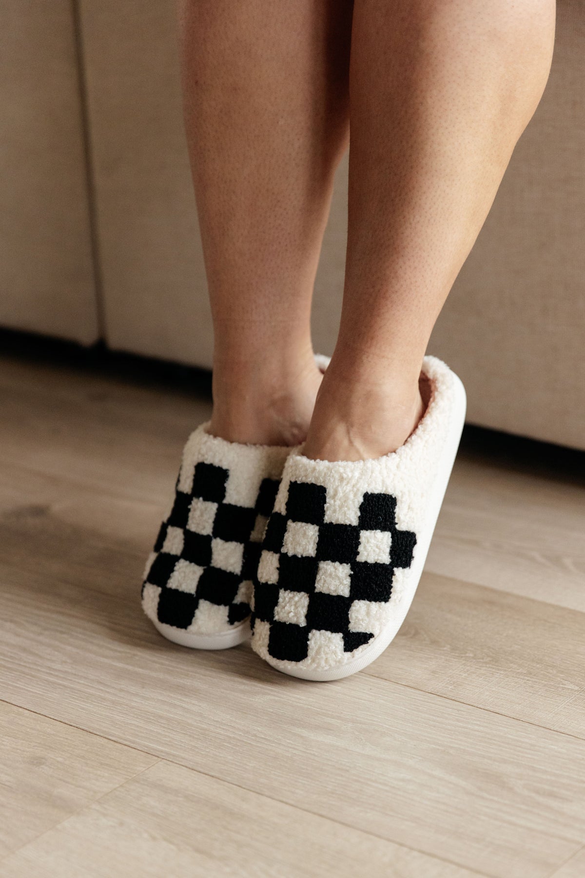 Checked Out Slippers in Black - Studio 653