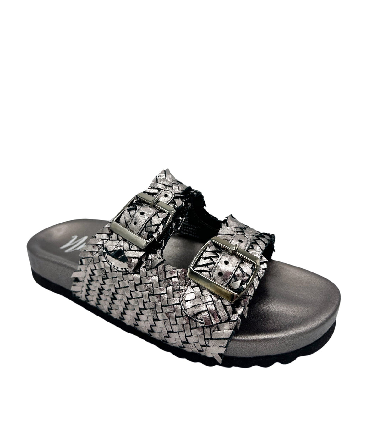 Naughty Monkey Pewter Intertwine Dual Woven Strap Slide - Studio 653