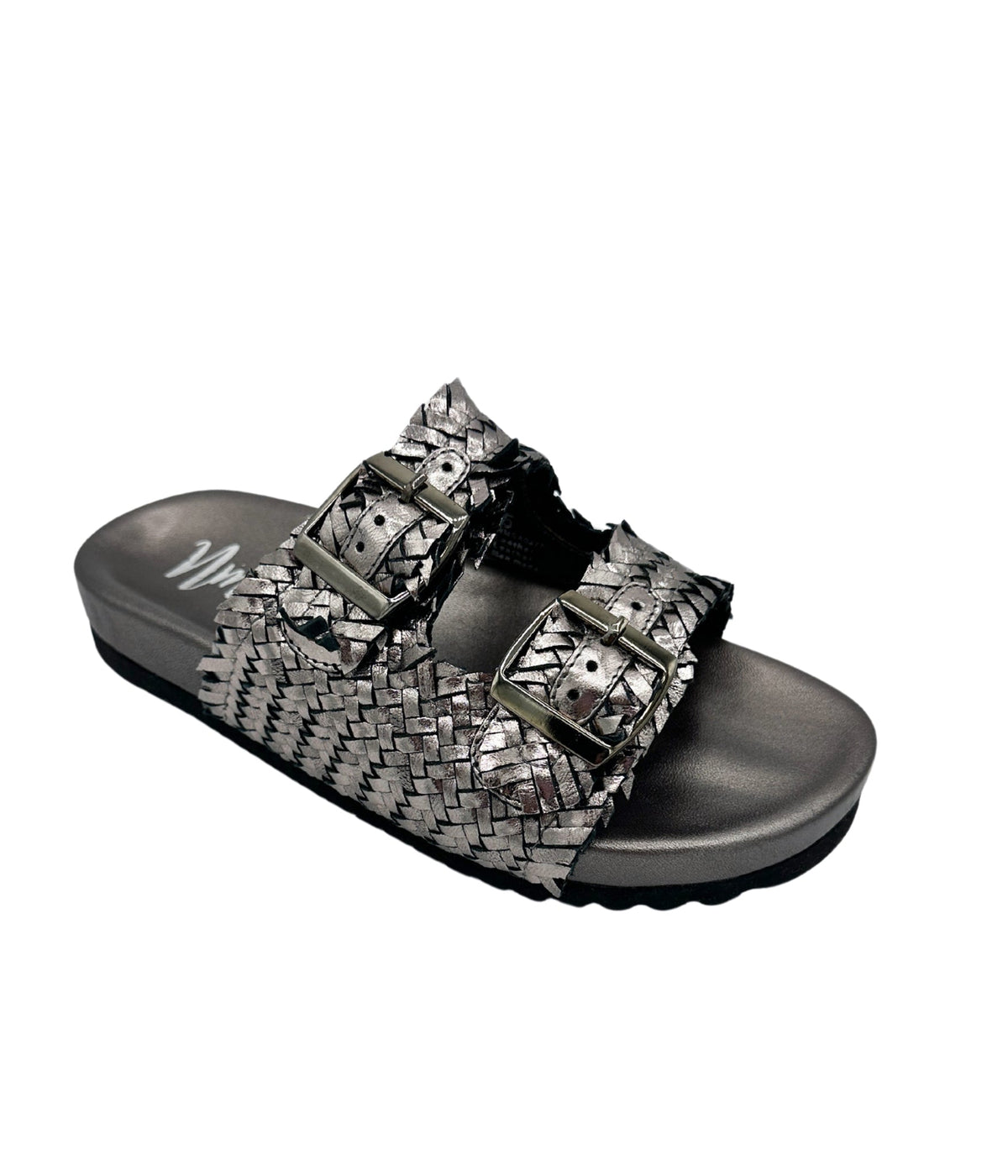 Naughty Monkey Pewter Intertwine Dual Woven Strap Slide - Studio 653
