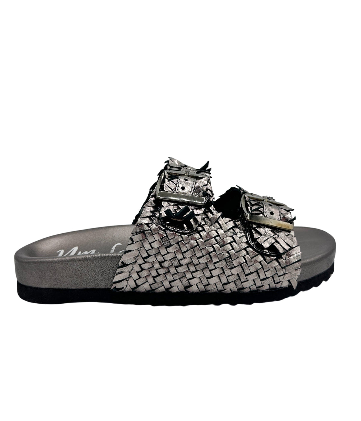 Naughty Monkey Pewter Intertwine Dual Woven Strap Slide - Studio 653