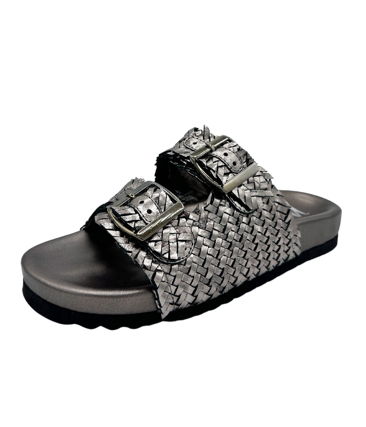 Naughty Monkey Pewter Intertwine Dual Woven Strap Slide - Studio 653