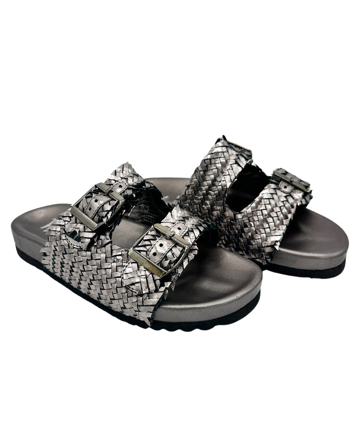 Naughty Monkey Pewter Intertwine Dual Woven Strap Slide - Studio 653