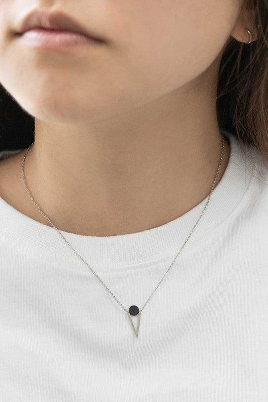 Tensly Point Stone Necklace Silver - Studio 653