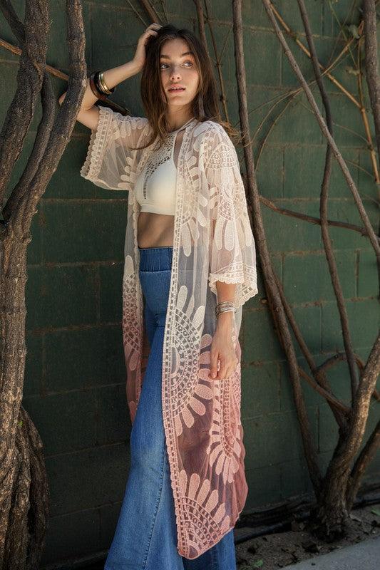 Ombre Bohemian Lace Kimono - Studio 653