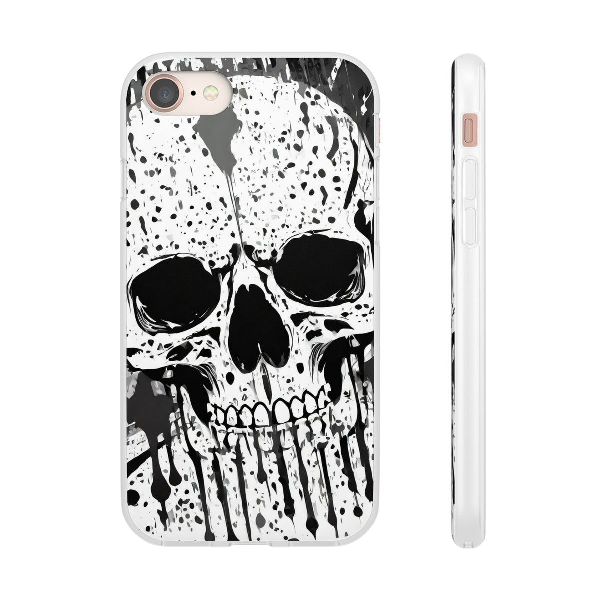 Black & White Skull Drip Flexi Phone Case