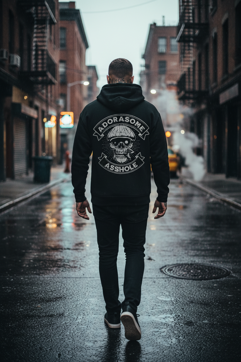 Adorasome Asshole Black Oversized Drop Shoulder Hoodie