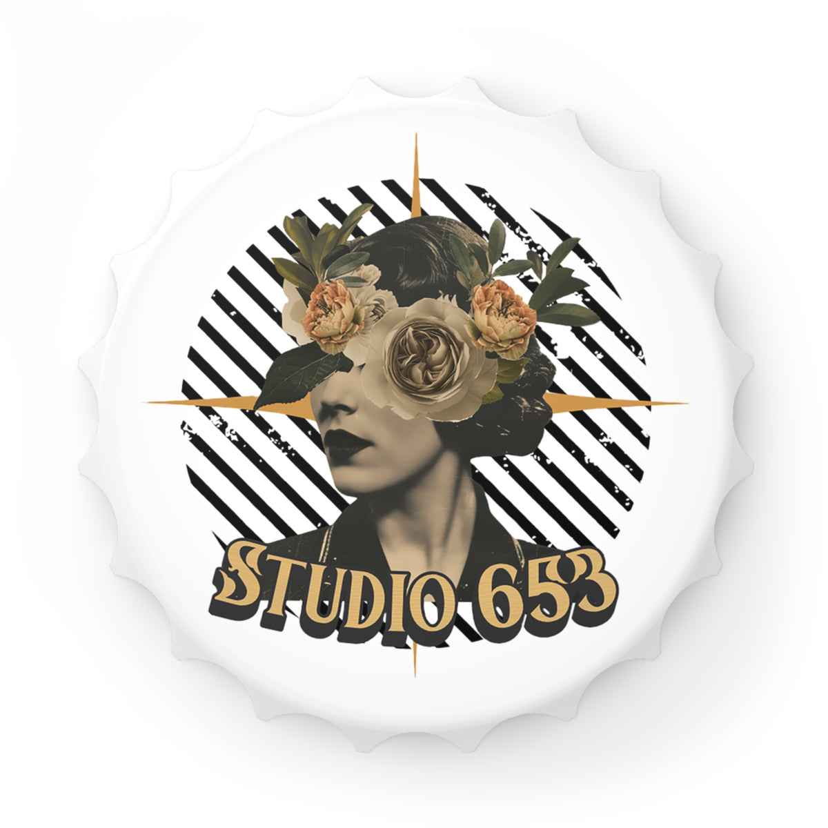 Vintage Floral Magnetic Bottle Opener — "Studio 653"