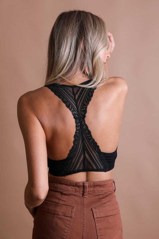 Seamless Front Lace Racerback Bralette - Studio 653