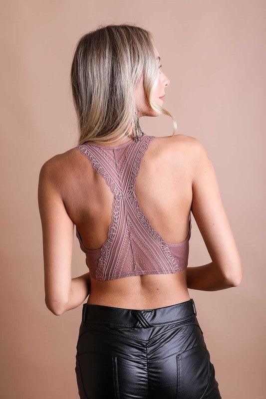 Seamless Front Lace Racerback Bralette - Studio 653