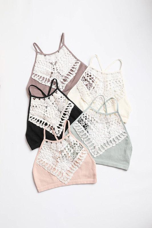 Crochet Lace High-Neck Bralette - Studio 653