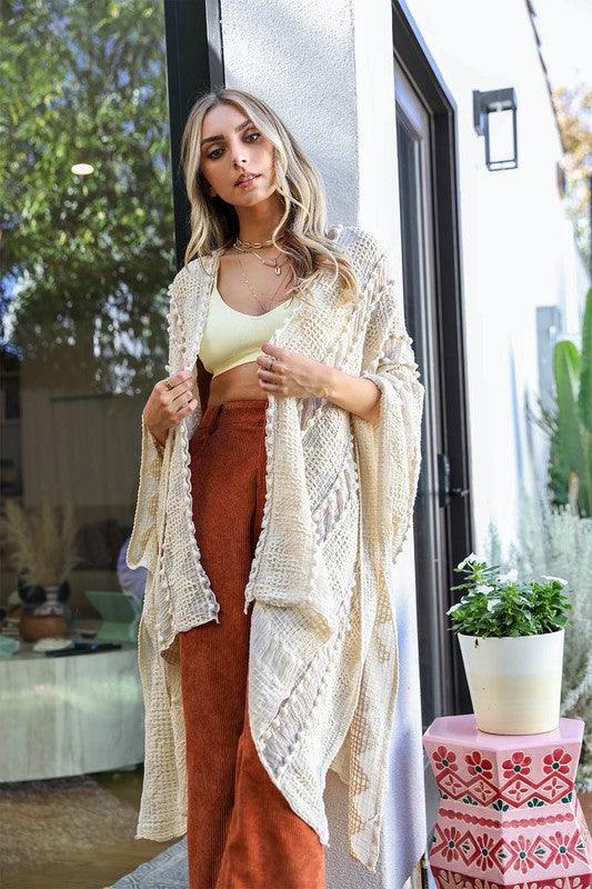 Embroidered Zig Zag Soft Kimono - Studio 653