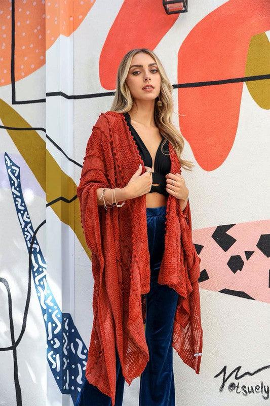 Embroidered Zig Zag Soft Kimono - Studio 653