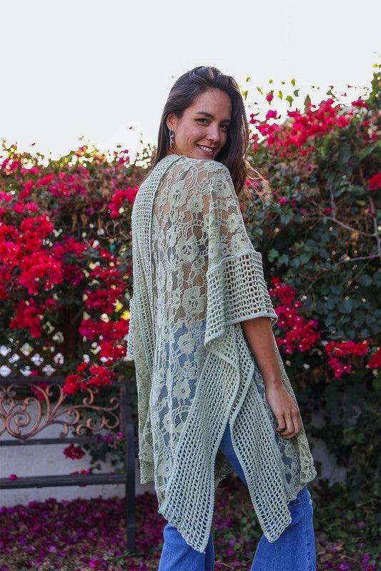 Floral Lace Textured Kimono - Studio 653