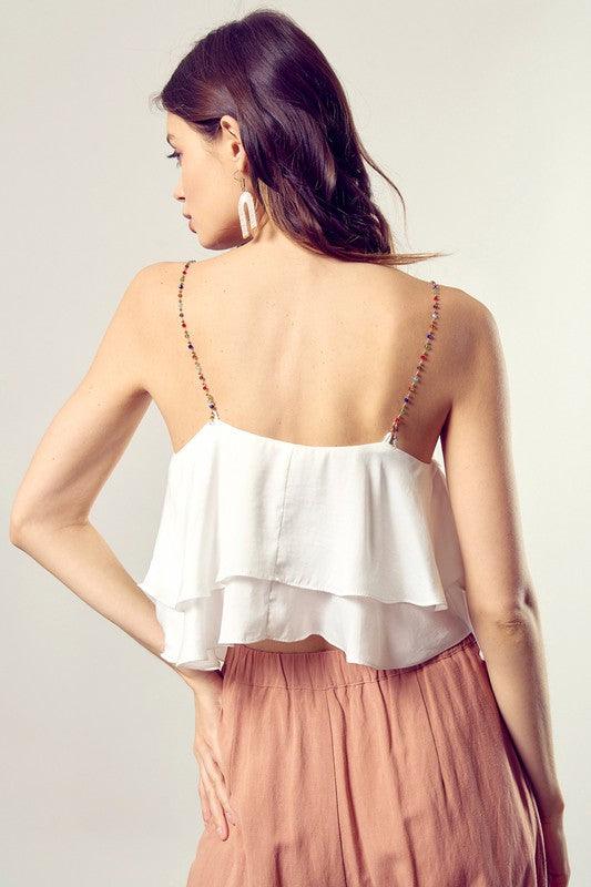 Beaded Shoulder Strap Cami Top - Studio 653