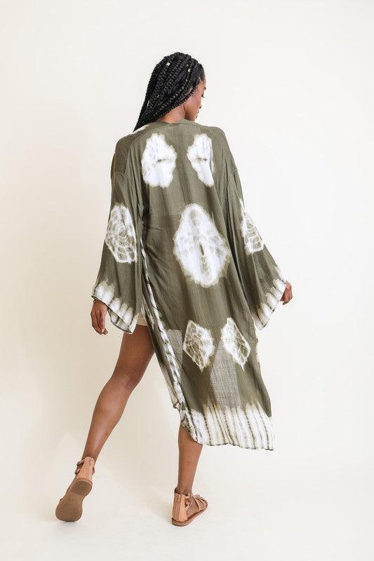 Tie-Dye Longline Kimono with Full Sleeves - Studio 653