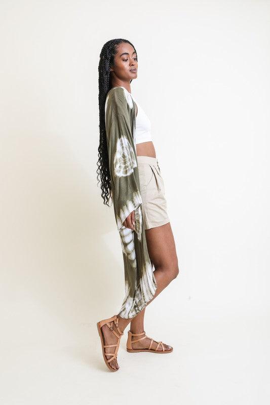 Tie-Dye Longline Kimono with Full Sleeves - Studio 653