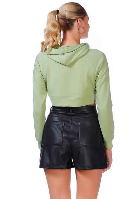 All Relaxed Front Slit Cropped Hoodie - Studio 653