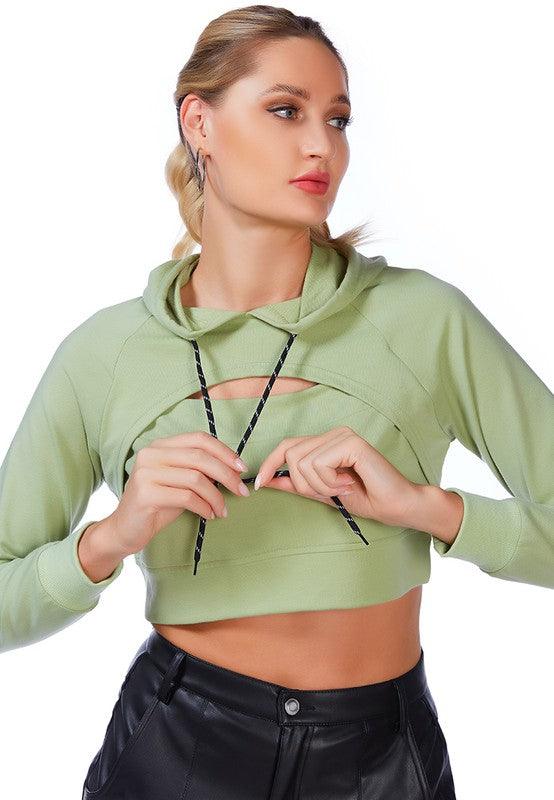 All Relaxed Front Slit Cropped Hoodie - Studio 653