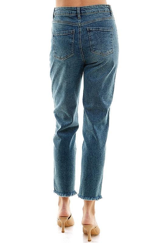 High-Rise Distressed Straight Leg Jean - Studio 653