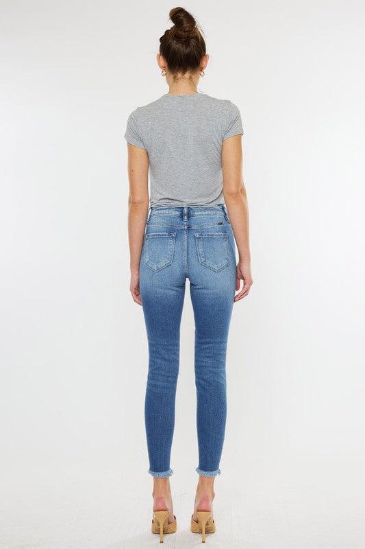 High-Rise Fray Hem Skinny Jeans - Studio 653