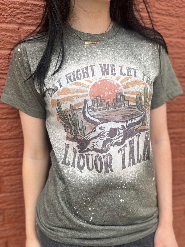 Liquor Talk Bleached Graphic Tee - Studio 653