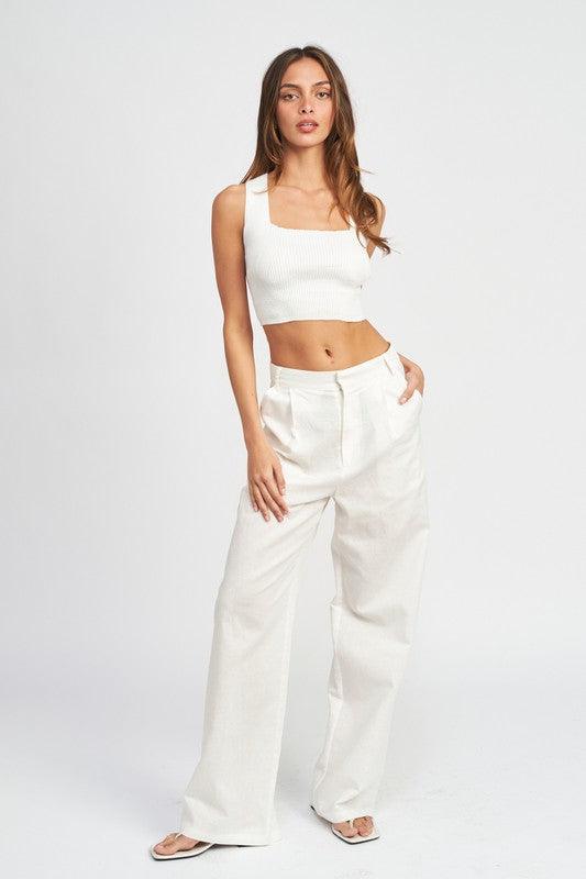 Sleeveless Crop Top With Back Bow - Studio 653