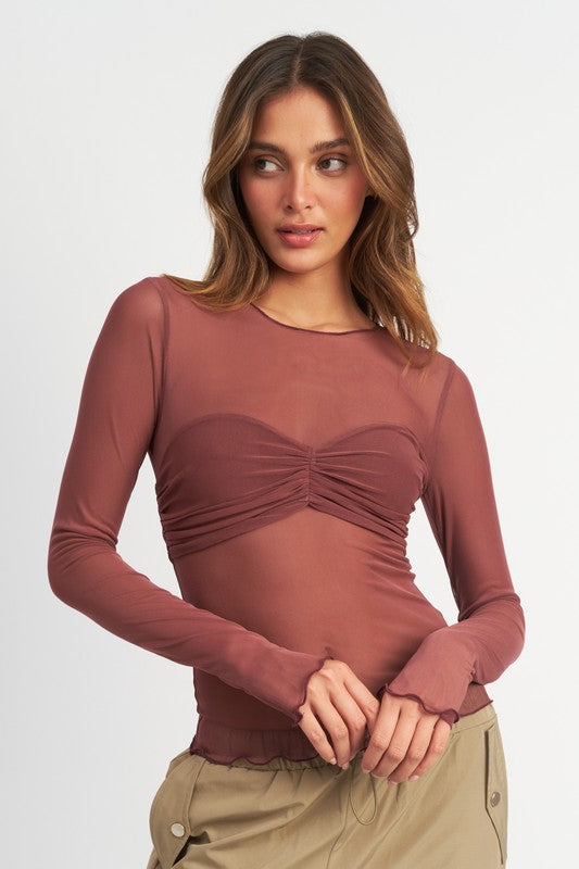 Emory Park Crew Neck Sheer Top