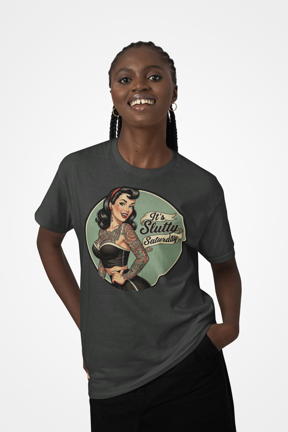 Retro Pinup "It's Slutty Saturday" Graphic Tee