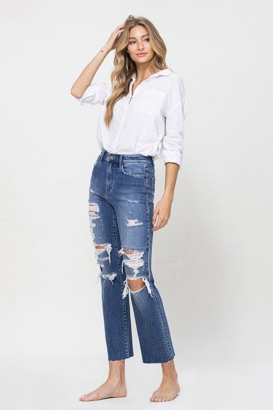 Distressed High-Rise Straight Leg Jean - Studio 653