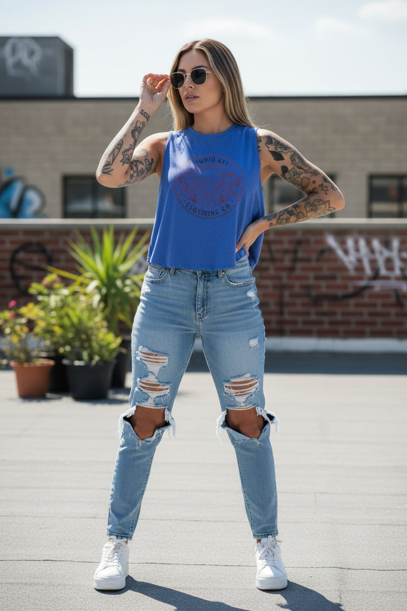 Diamond Emblem Crop Top — Studio 653 Vintage Graphic