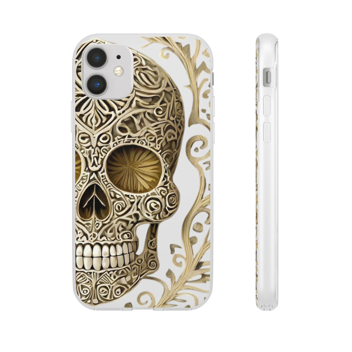 Gold Filigree Sugar Skull Flexi Phone Case