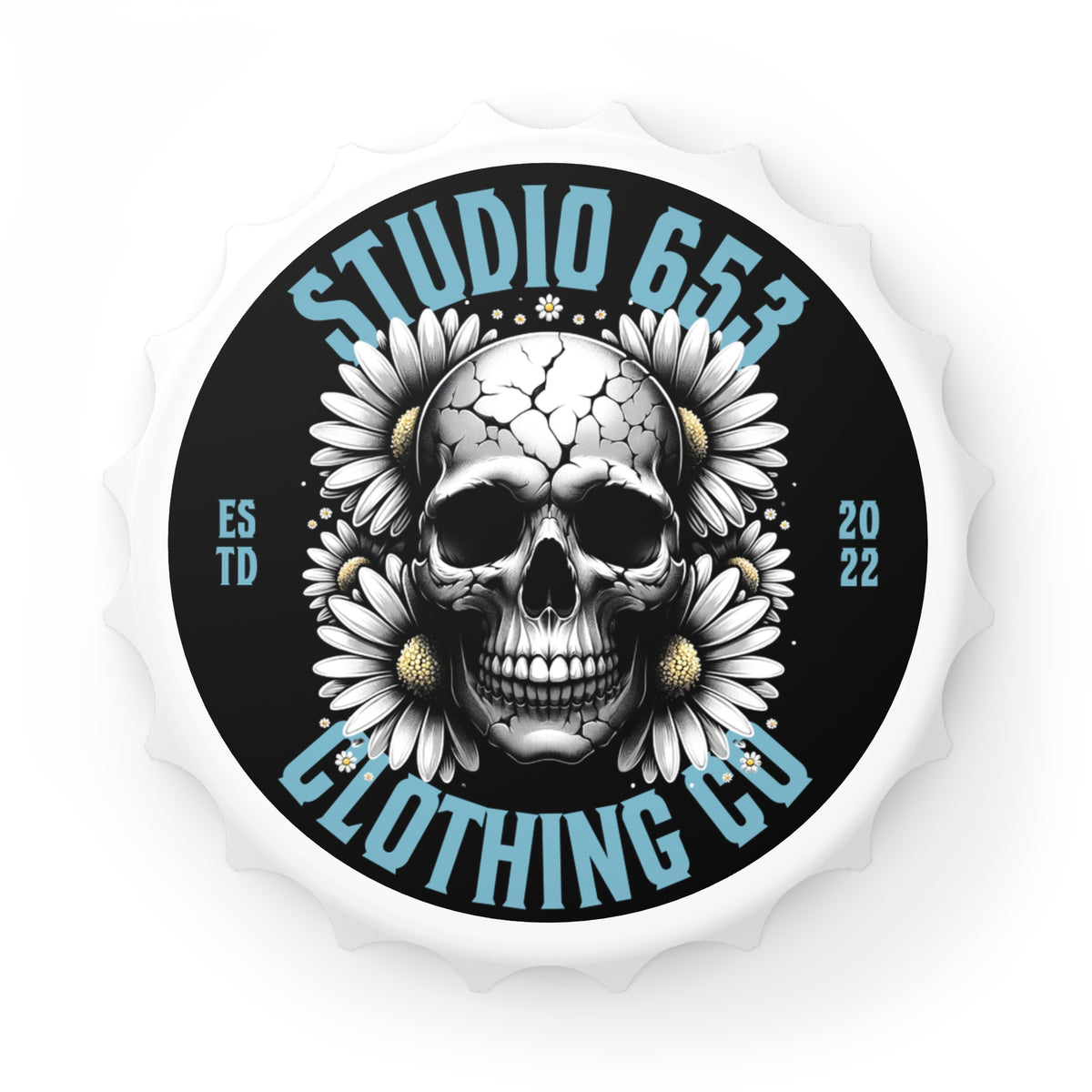 Skull & Daisies Magnetic Bottle Opener — Studio 653 Clothing Co.