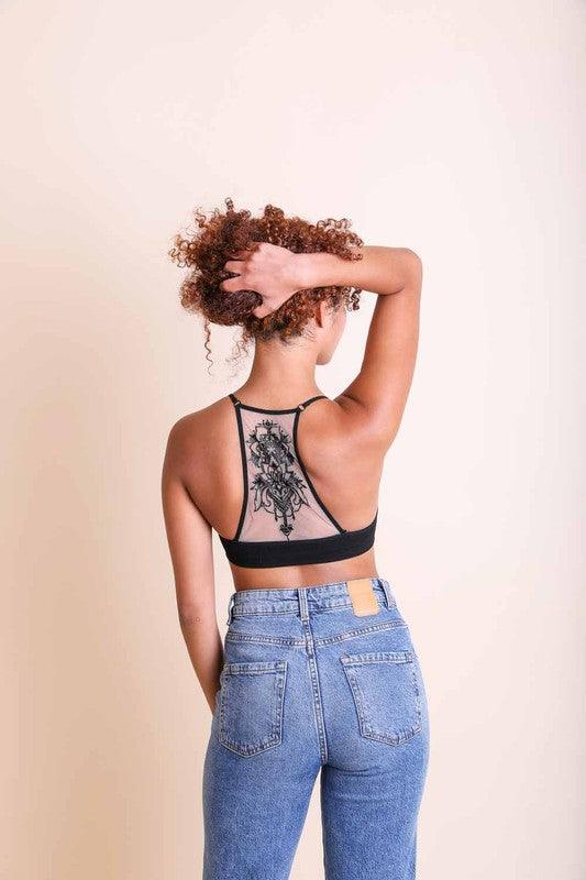 Tattoo Mesh Racerback Bralette - Studio 653