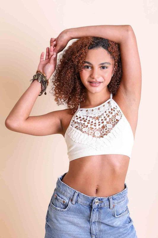 Crochet Lace High-Neck Bralette - Studio 653