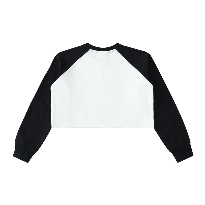 "Suck It Up" Raw-Hem Color-Block Raglan Crop Sweatshirt - Studio 653