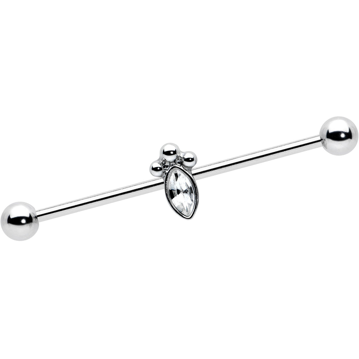 14G Gem Deco Oval Industrial Barbell 38mm