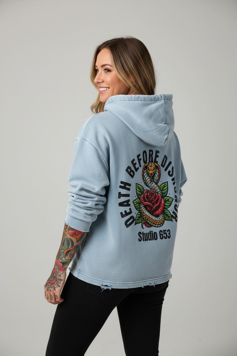 Studio 653 Vintage Washed Frayed-Hem Hoodie