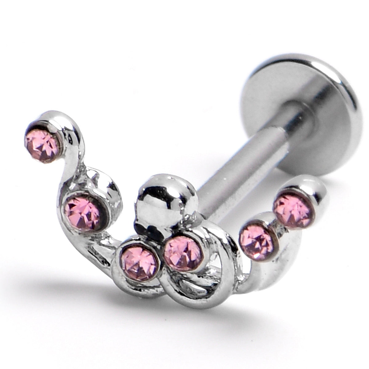 16G Pink Empress Flat Back Tragus Helix Cartilage Earring