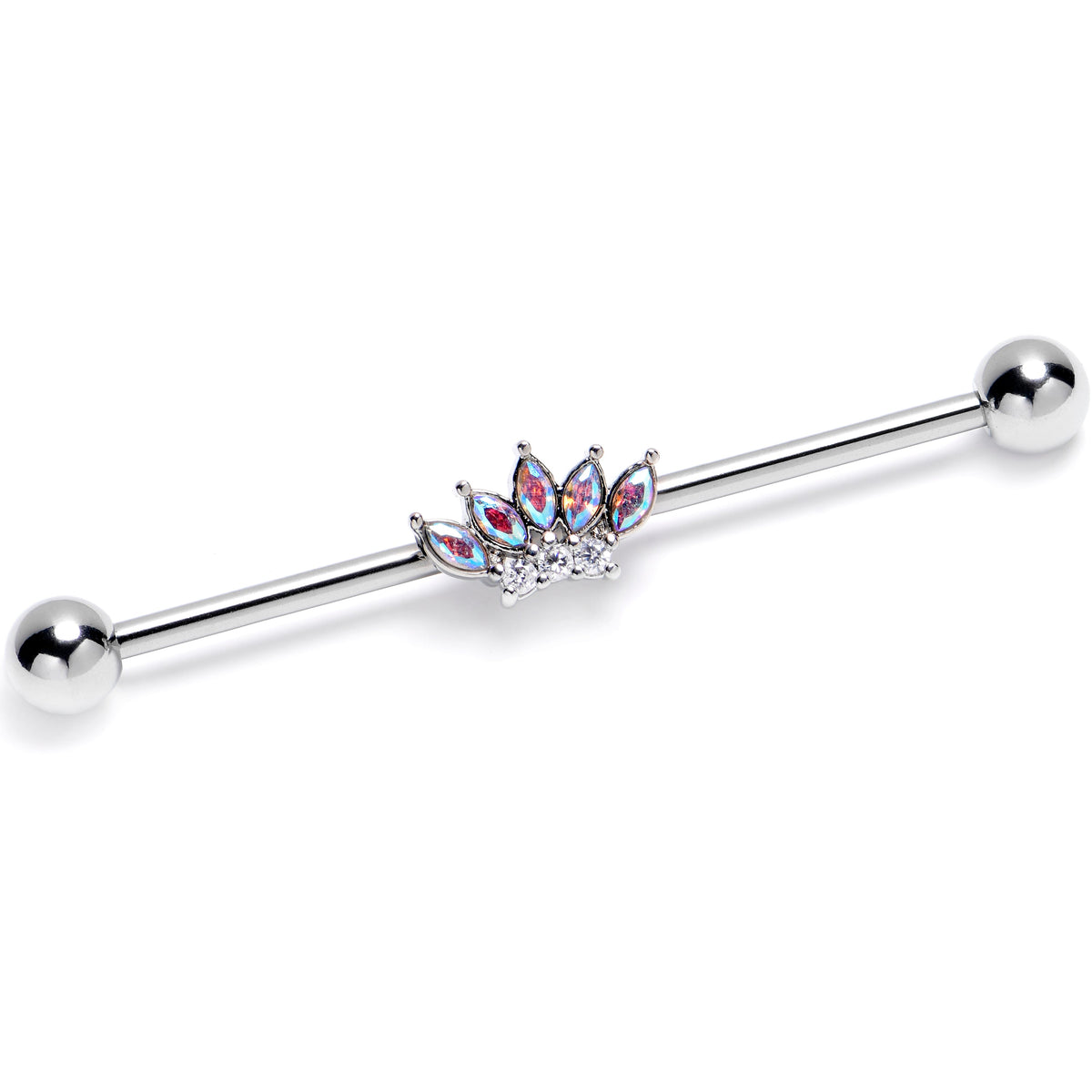 14G Aurora Gem Fashion Fan Industrial Barbell 38mm