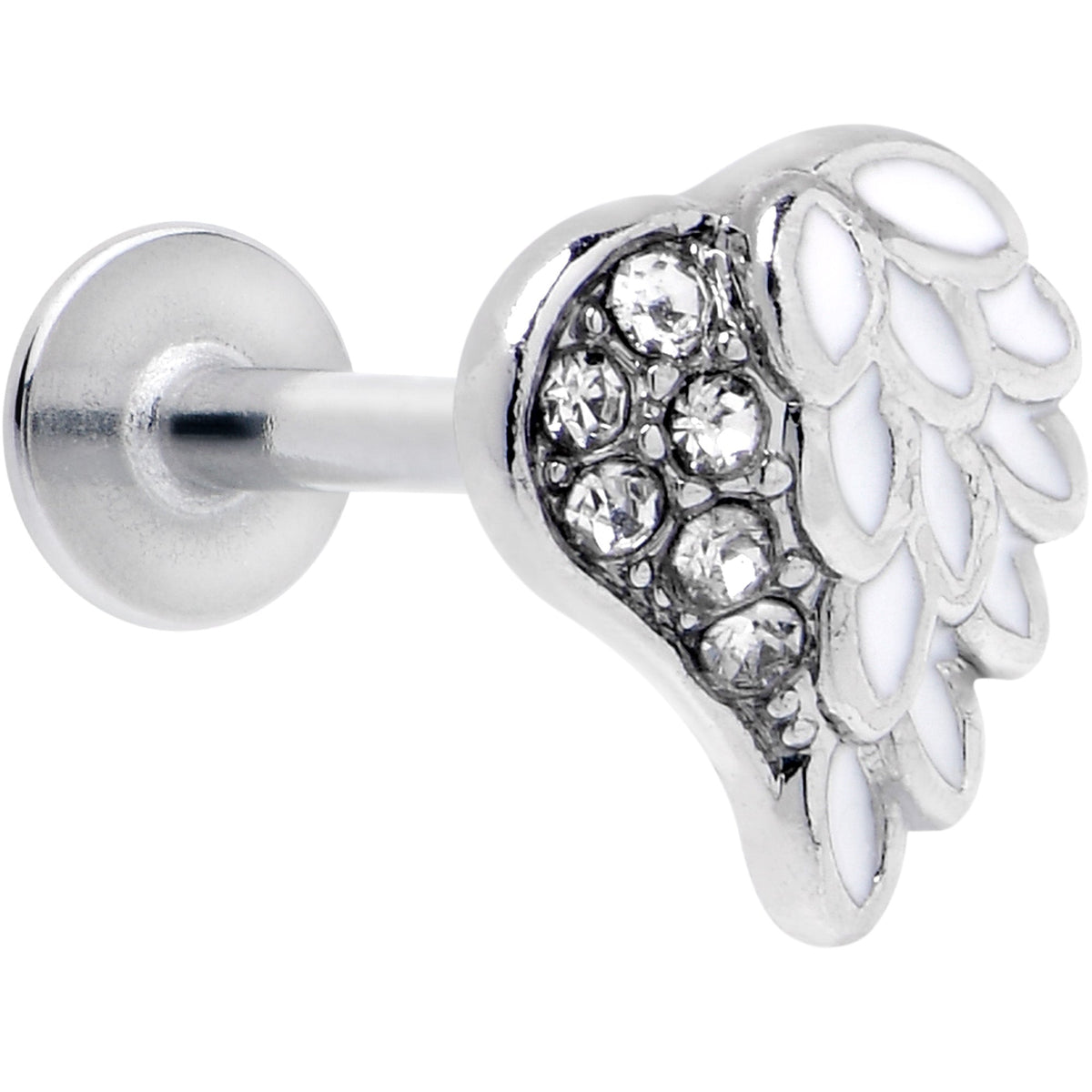 16G 5/16 Clear Gem Heavenly Heart Angel Wing White Labret Tragus