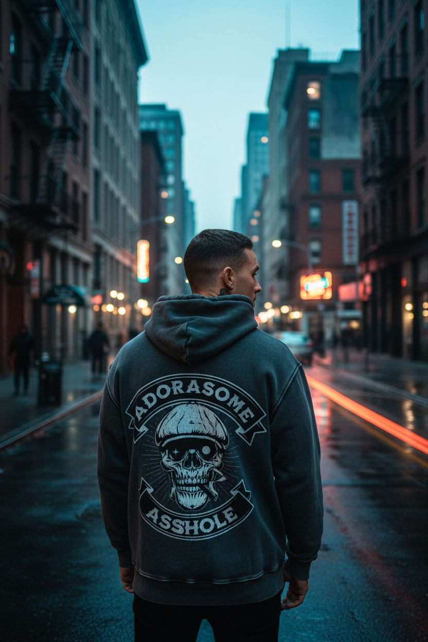 Adorasome Asshole Snow Wash Fleece Oversize Hoodie