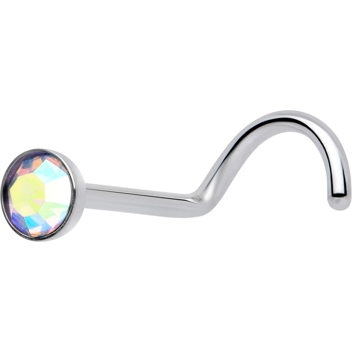 20G 3mm CZ Bezel Set Push-In Threadless Nose Screw Nose Ring - Studio 653