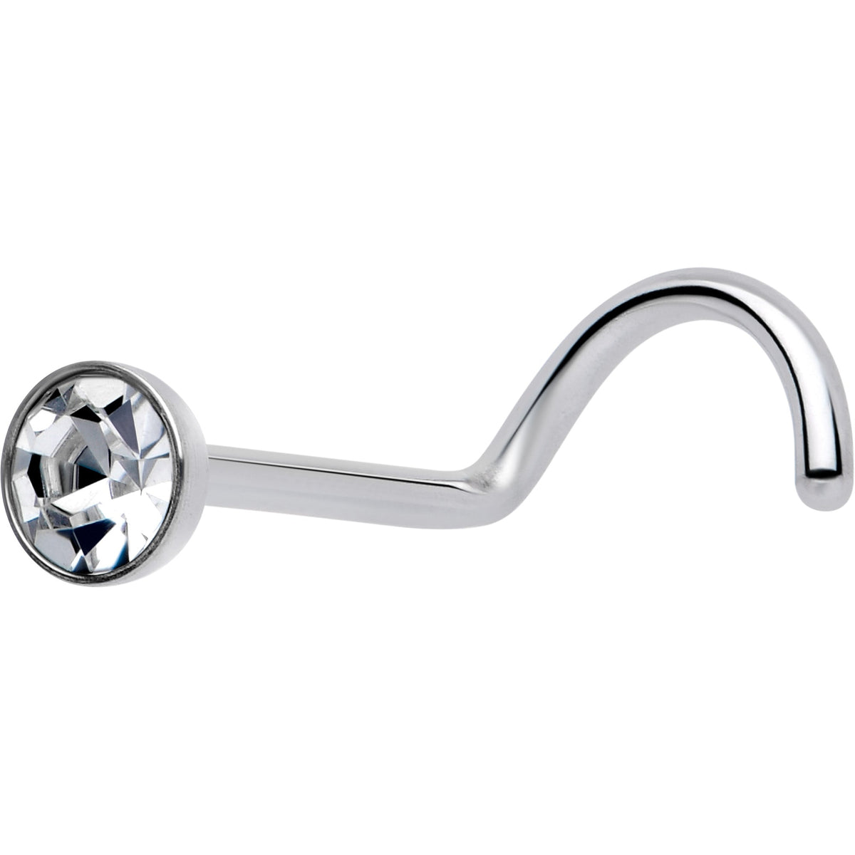 20G 3mm CZ Bezel Set Push-In Threadless Nose Screw Nose Ring - Studio 653