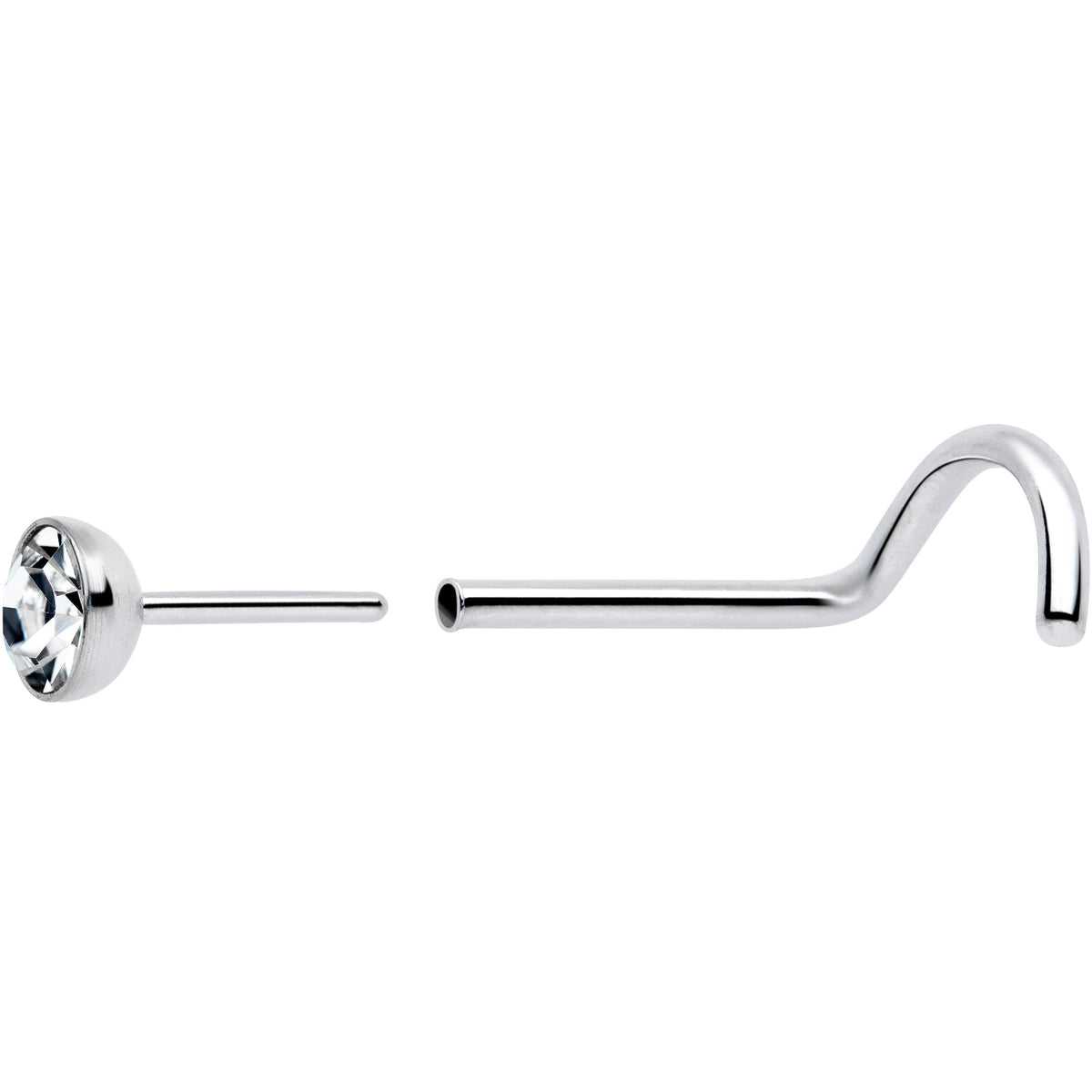 20G 3mm CZ Bezel Set Push-In Threadless Nose Screw Nose Ring - Studio 653