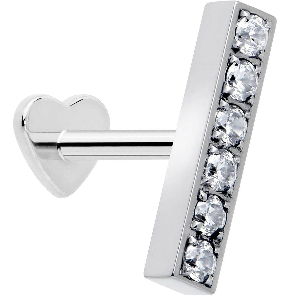 18G 1/4 Clear Gem Implant Grade Titanium Threadless Bar Reversible Flatback Stud