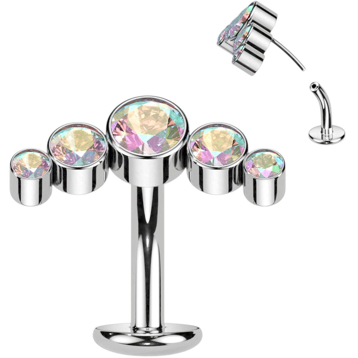 Cubic Zirconia Gem Titanium Curve Threadless Floating Belly Ring - Studio 653