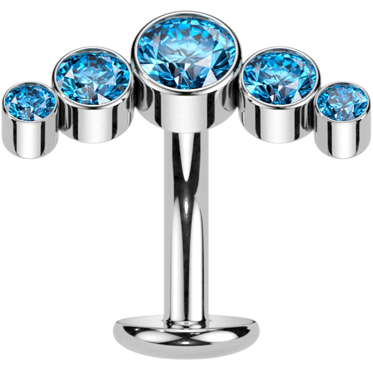 Cubic Zirconia Gem Titanium Curve Threadless Floating Belly Ring - Studio 653