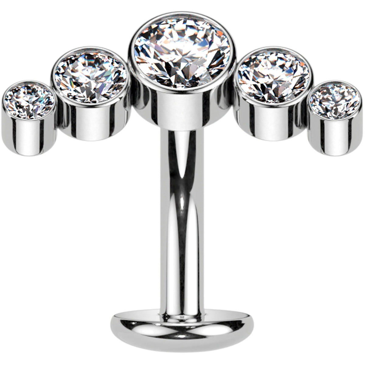 Cubic Zirconia Gem Titanium Curve Threadless Floating Belly Ring - Studio 653