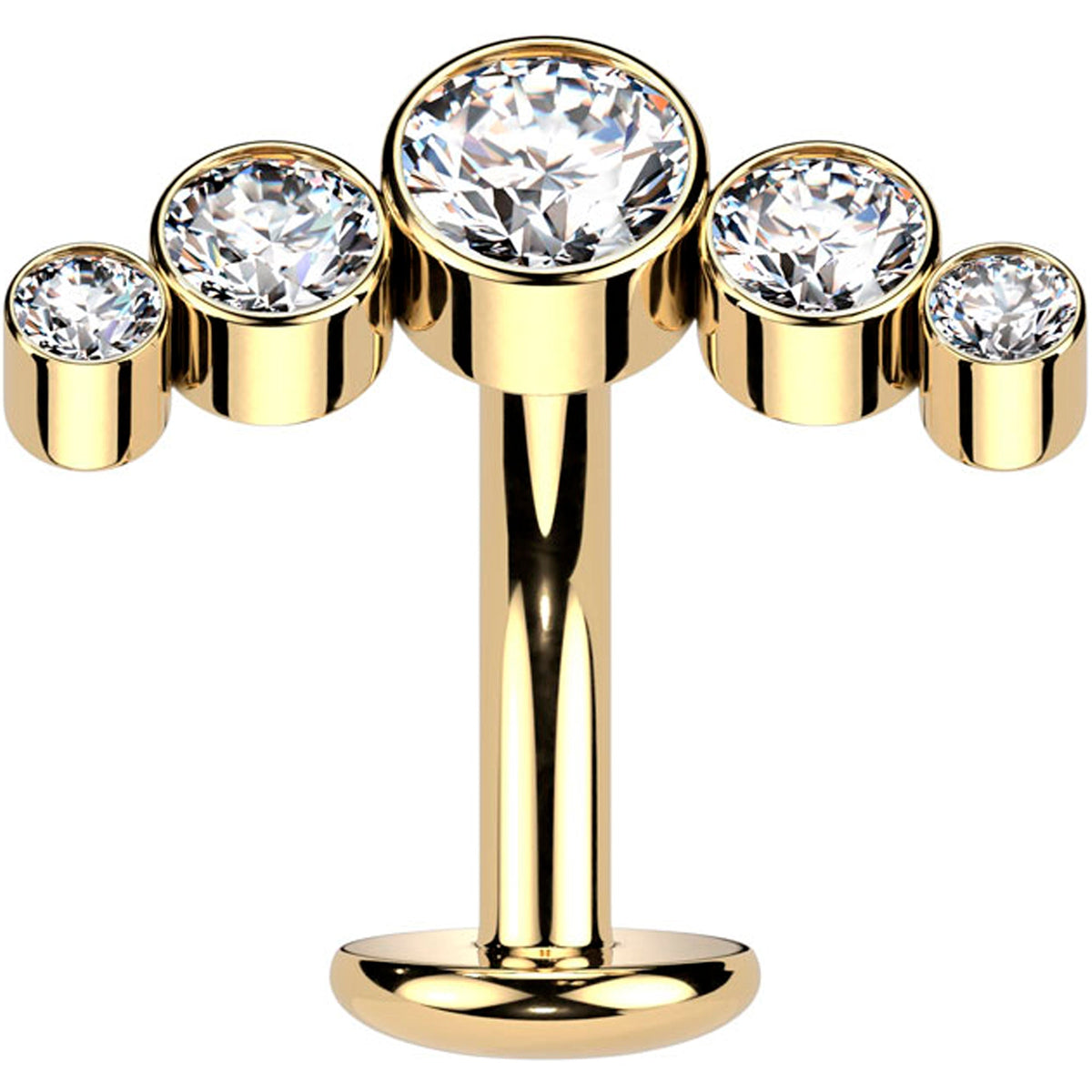 Cubic Zirconia Gem Titanium Curve Threadless Floating Belly Ring - Studio 653