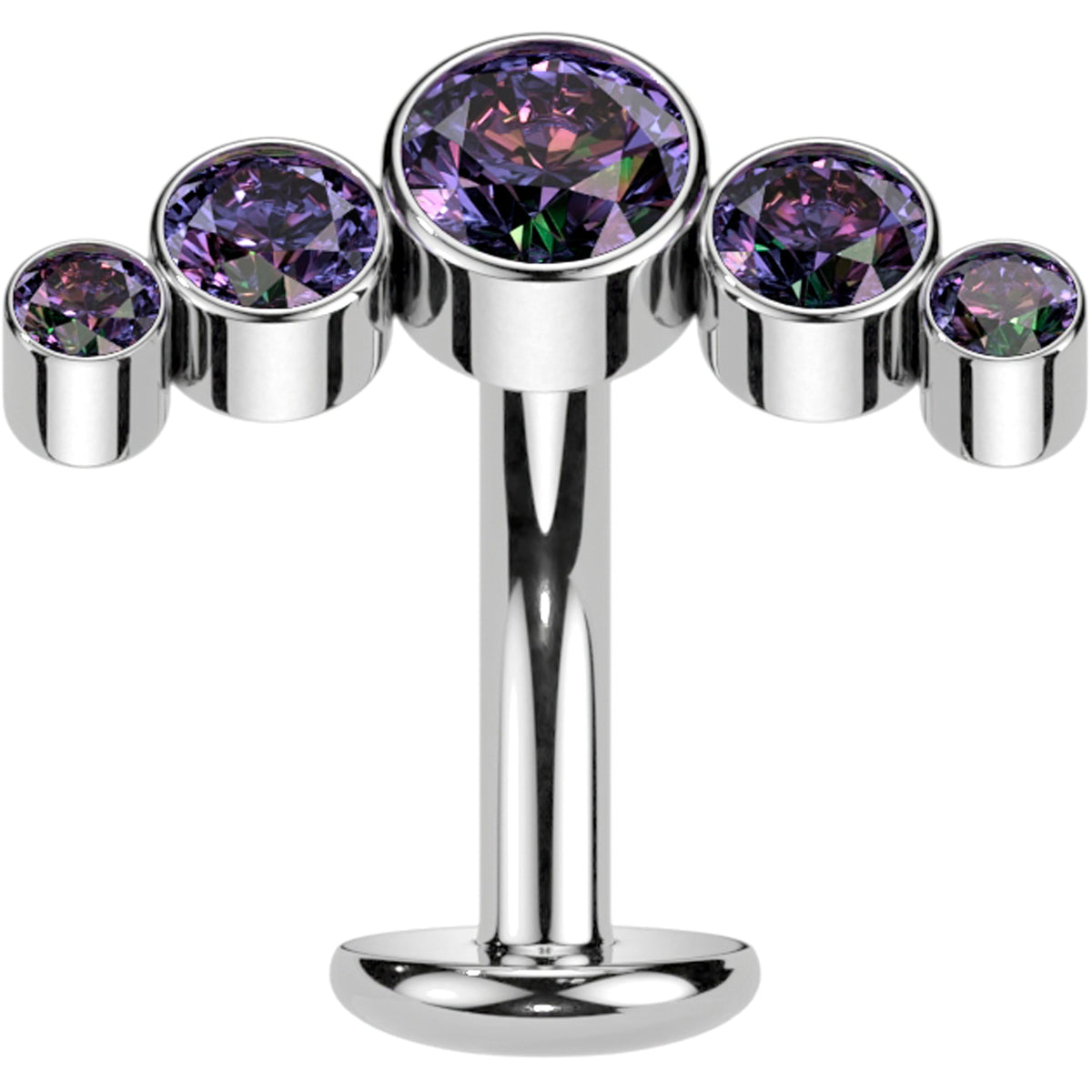 Cubic Zirconia Gem Titanium Curve Threadless Floating Belly Ring - Studio 653